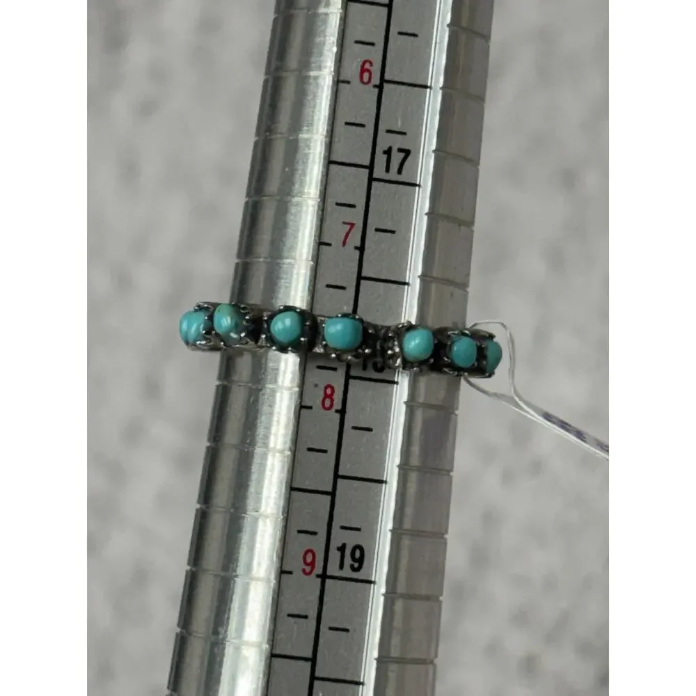 Sterling Silver Blue Stone Eternity Band Ring Size 8 #68412 - Picture 4 of 7